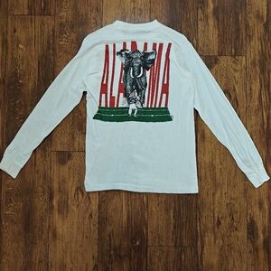 Vintage Alabama Roll Tide Long Sleeve T-shirt Size Small White Football Elephant